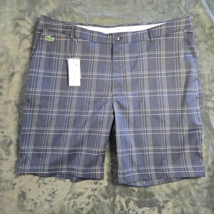 Lacoste mens blue and white plaid golf shorts New with tags